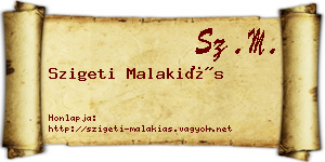 Szigeti Malakiás névjegykártya